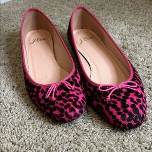 J. Crew Vibrant Pink Animal Print Flats